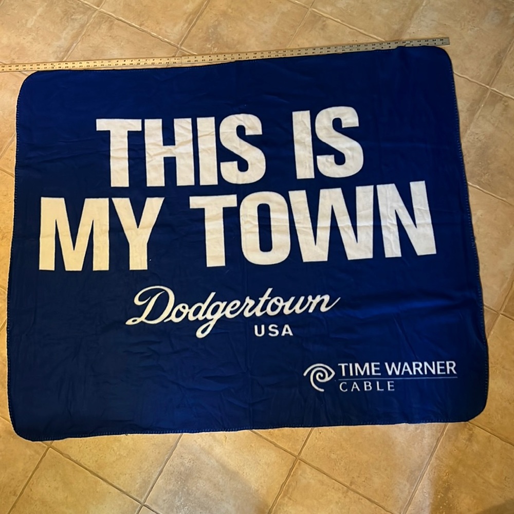 LA Dodgers promotional “Time Warner Cable” fleece blanket 59”x49”